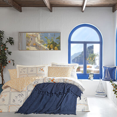 Taç Butik Mandarın Pamuk Yastık Kılıfı Turuncu