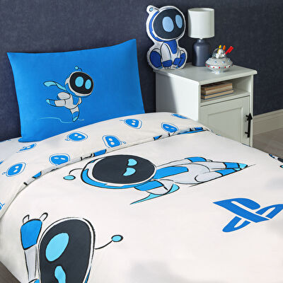 Taç Lisanslı Playstation Astrobot Tek Kişilik Pamuk Nevresim Takımı 100