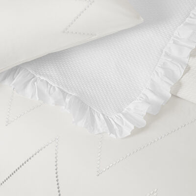 Taç Rosetta Yatak Örtülü Çift Kişilik Nevresim Seti Beyaz