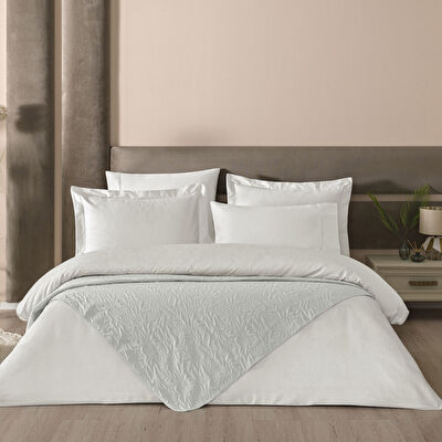 Taç Clarissa Yatak Örtülü Çift Kişilik Nevresim Seti Gri