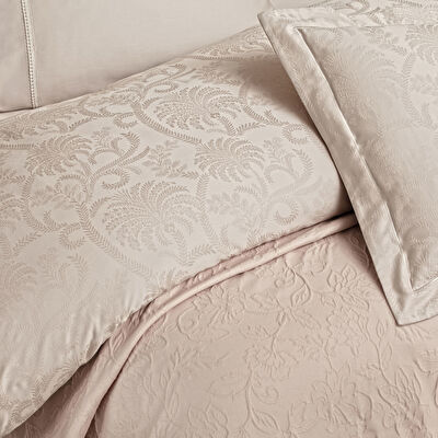 Taç Odette Yatak Örtülü Çift Kişilik Nevresim Seti Pudra