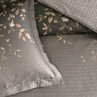 Taç Elaris Saten Çift Kişilik Nevresim Takımı Vizon