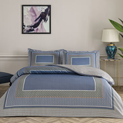 Taç Serenya Saten Çift Kişilik Nevresim Takımı Mavi