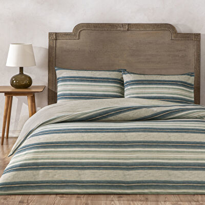 Taç Nores Ranforce Çift Kişilik Nevresim Takımı Mavi