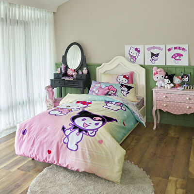Taç Lisanslı Hello Kitty & Friends Pamuk Tek Kişilik Nevresim Takımı