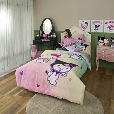 Taç Lisanslı Hello Kitty & Friends Pamuk Tek Kişilik Nevresim Takımı