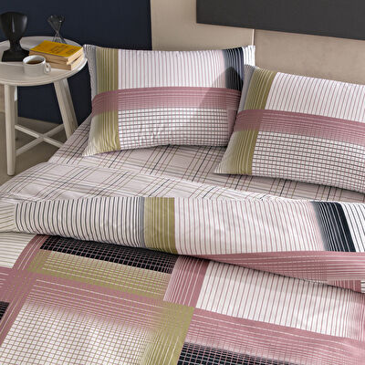 Taç Zyra Ranforce Çift Kişilik Nevresim Takımı Pembe