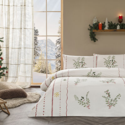 Taç Mistovia Glow Ranforce Çift Kişilik Nevresim Takımı Beyaz