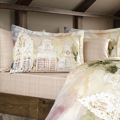 Taç Butik Liora Pamuk Percale Çarşaf Çift Kişilik Somon