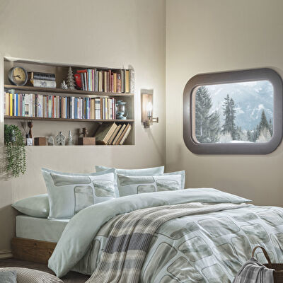 Taç Butik Lune Pamuk Çarşaf Çift Kişilik Mavi