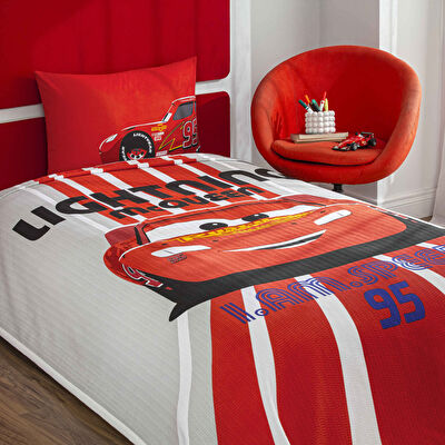 Taç Lisanslı Disney Cars Lightning Tek Kişilik Pamuk Pike Takımı