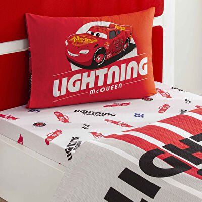 Taç Lisanslı Disney Cars Lightning Tek Kişilik Pamuk Pike Takımı