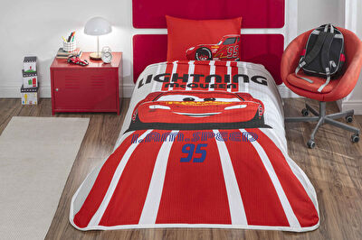 Taç Lisanslı Disney Cars Lightning Tek Kişilik Pamuk Pike Takımı