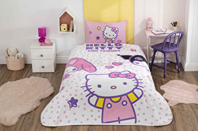 Taç Lisanslı Hello Kitty&Friends Tek Kişilik Pamuk Pike Takımı