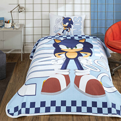 Taç Lisanslı Sonic Speedy Tek Kişilik Pamuk Pike Takımı