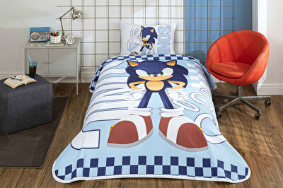 Taç Lisanslı Sonic Speedy Tek Kişilik Pamuk Pike Takımı