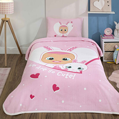 Taç Lisanslı Cry Babies Cute Tek Kişilik Pamuk Pike Takımı