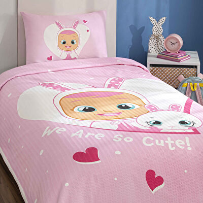 Taç Lisanslı Cry Babies Cute Tek Kişilik Pamuk Pike Takımı