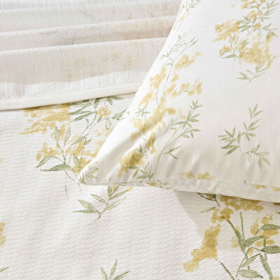 Taç Baskılı Avielle Çift Kişilik Pike Takımı Sarı