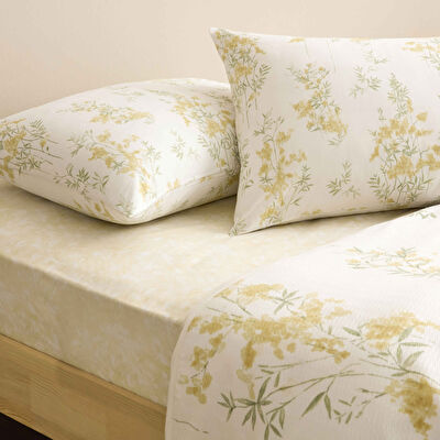 Taç Baskılı Avielle Çift Kişilik Pike Takımı Sarı