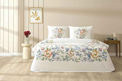 Taç Baskılı Corvella Çift Kişilik Pike Takımı Lacivert