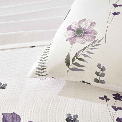 Taç Baskılı Roselith Çift Kişilik Pike Takımı Mor