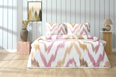 Taç Baskılı Avenya Çift Kişilik Pike Takımı Pembe