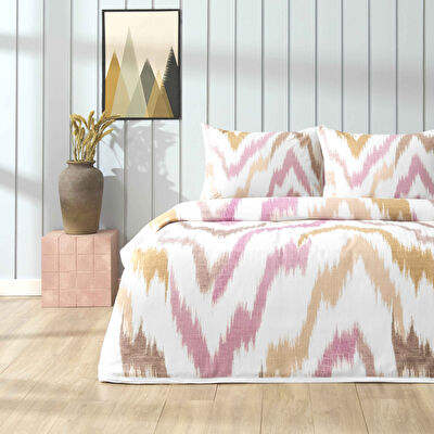 Taç Baskılı Avenya Çift Kişilik Pike Takımı Pembe