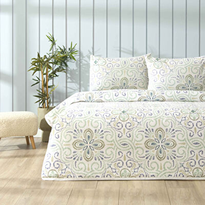 Taç Baskılı Mireva Çift Kişilik Pike Takımı Yeşil