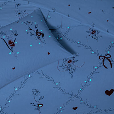 Taç Amoura Glowlu Ranforce Çift Kişilik Nevresim Takımı Kırmızı