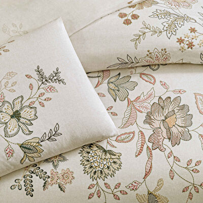 Taç Despina Ranforce Çift Kişilik Nevresim Takımı Beyaz