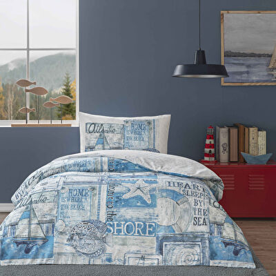 Taç Maren Ranforce Tek Kişilik Nevresim Takımı Turkuaz