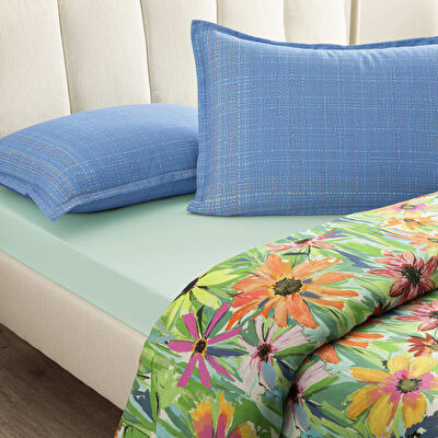 Taç Lureva Seç&Ser Çift Kişilk Lastik Çarşaflı Nevresim Takımı Mavi