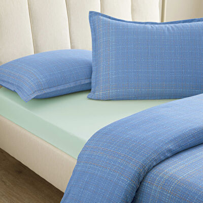 Taç Lureva Seç&Ser Çift Kişilk Lastik Çarşaflı Nevresim Takımı Mavi