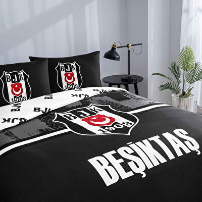 Taç Lisanslı Beşiktaş Arma Pamuk Çift Kişilik Nevresim Takımı