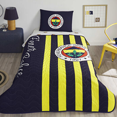 Lisanslı Fenerbahçe Çubuklu Tek Kişilik Yatak Örtüsü Seti