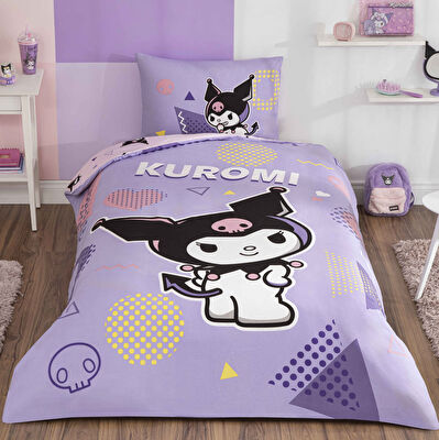 Taç Lisanslı Kuromi Pretty Pamuk Tek Kişilik Nevresim Takımı