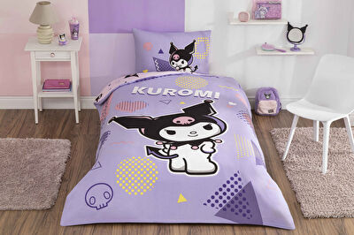 Taç Lisanslı Kuromi Pretty Pamuk Tek Kişilik Nevresim Takımı