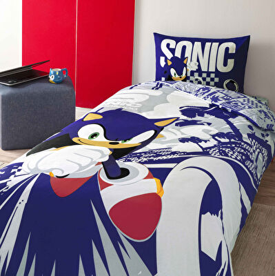 Taç Lisanslı Sonic Run Pamuk Tek Kişilik Nevresim Takımı