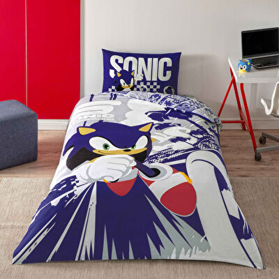 Taç Lisanslı Sonic Run Pamuk Tek Kişilik Nevresim Takımı