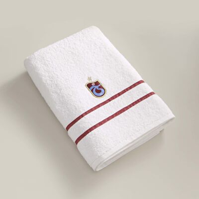 Taç Lisanslı Trabzonspor Arma Pamuk 70x140 cm Banyo Havlusu Beyaz