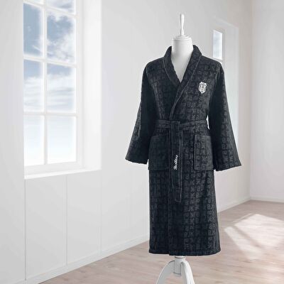 Taç Lisanslı Beşiktaş Jakar Pamuk S Yetişkin Bornoz Siyah