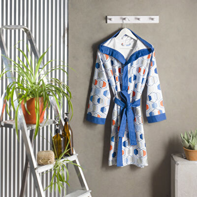 Taç Sanna Pamuk L/XL Genç Bornoz Mavi