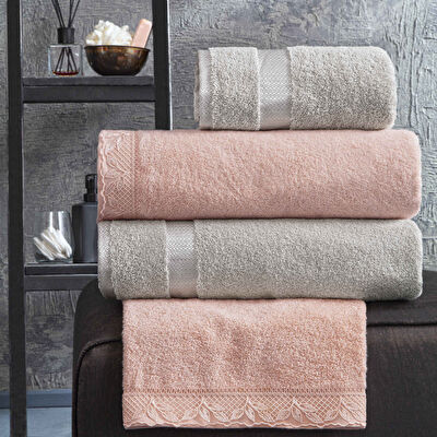 Taç Clarette Pamuk Aile Bornoz Seti Beyaz Vizon