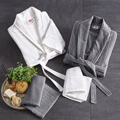 Taç Ritmo Pamuk S/M Bornoz Set Antrasit