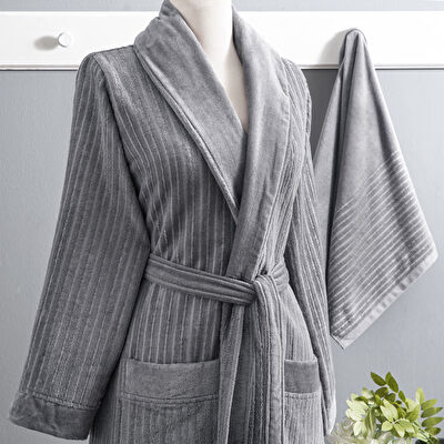 Taç Ritmo Pamuk S/M Bornoz Set Antrasit