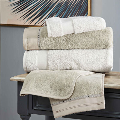 Taç Gabrıella Pure Cotton Pamuk Aile Bornoz Seti Taş Ekru