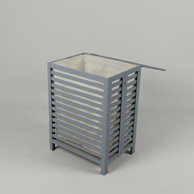 Linens Wooden Ahşap 45X33X60 cm Çamaşır Sepeti Gri