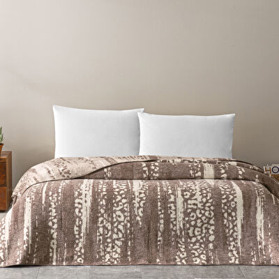 Taç Savanna Pamuk Çift Kişilik Battaniye Kahverengi