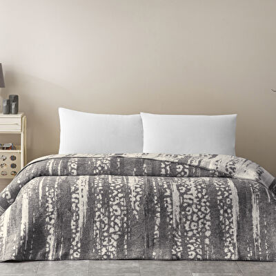 Taç Savanna Pamuk Çift Kişilik Battaniye Gri